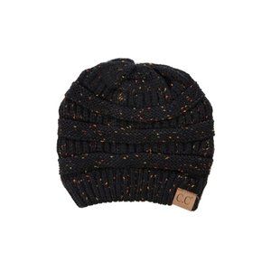 CC C.C Black Confetti Cable Knit Beanie Hat Cap